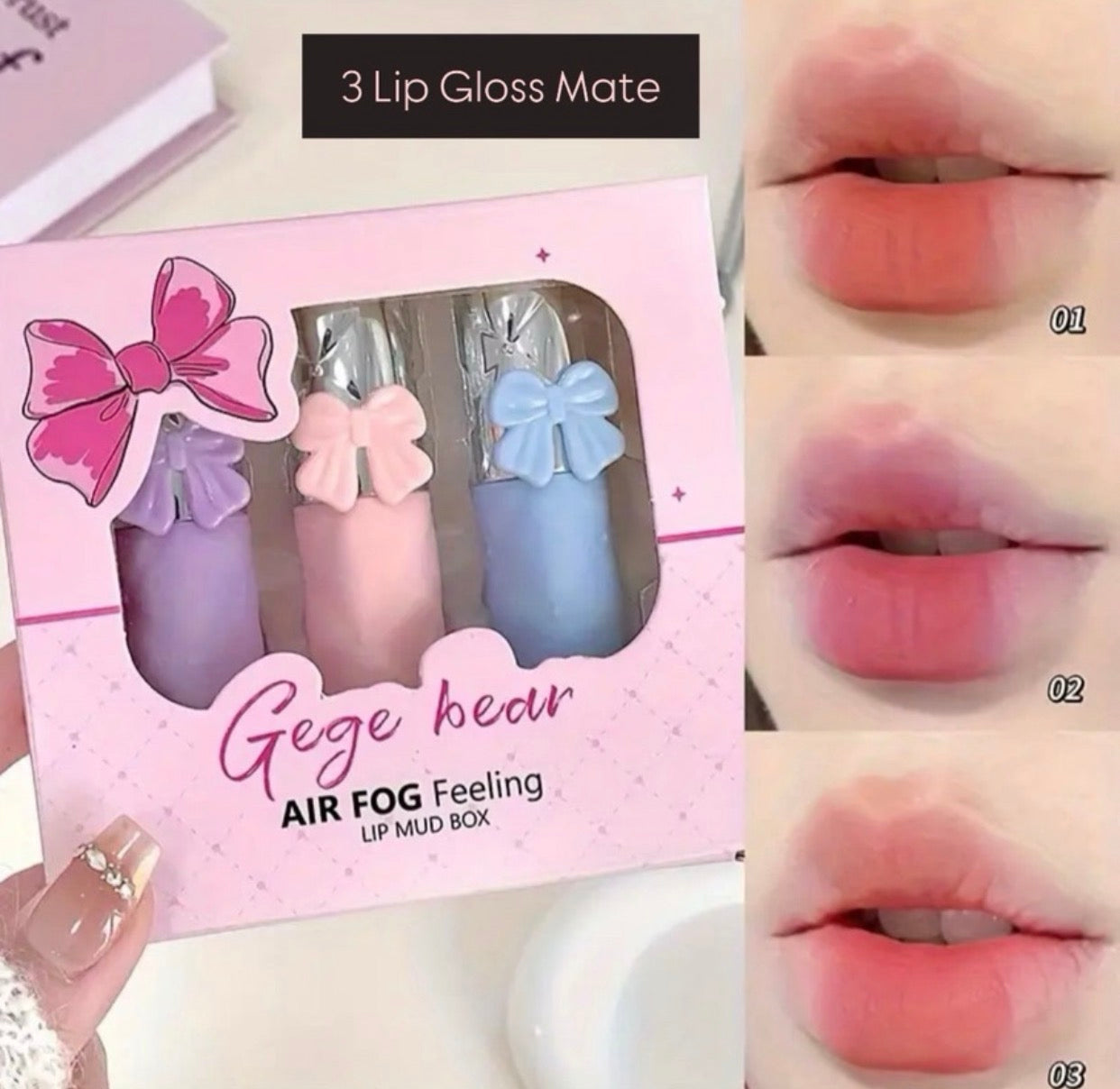 Kit 3 Lip Gloss Matte 3g