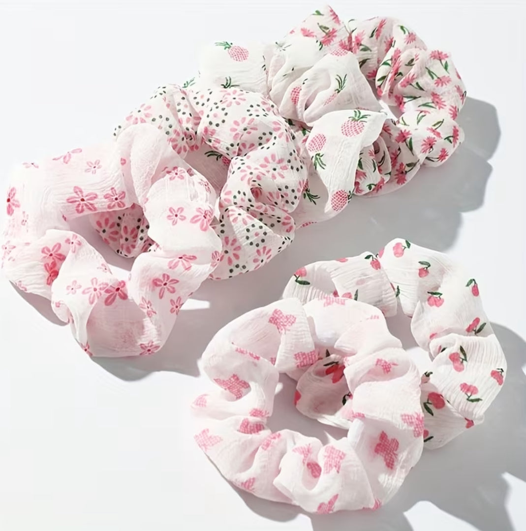 Scrunchies de pelo rosadas