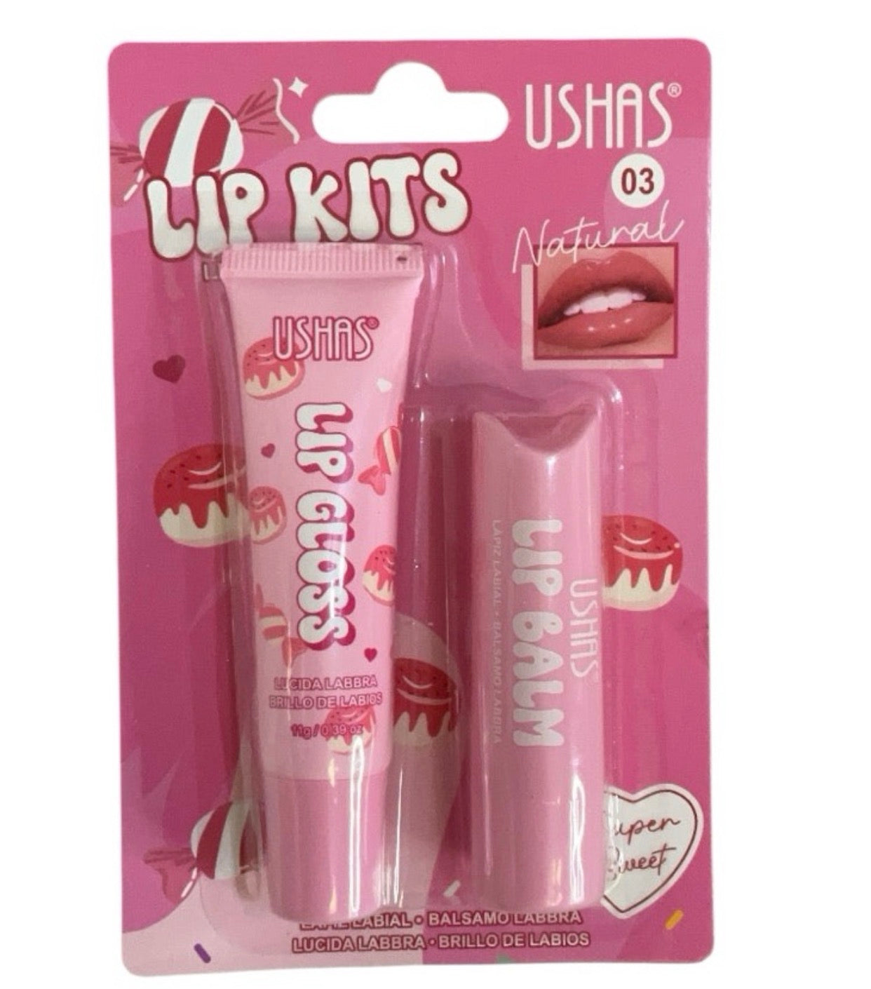 Kit Lip Gloss + Lip Balm Ushas