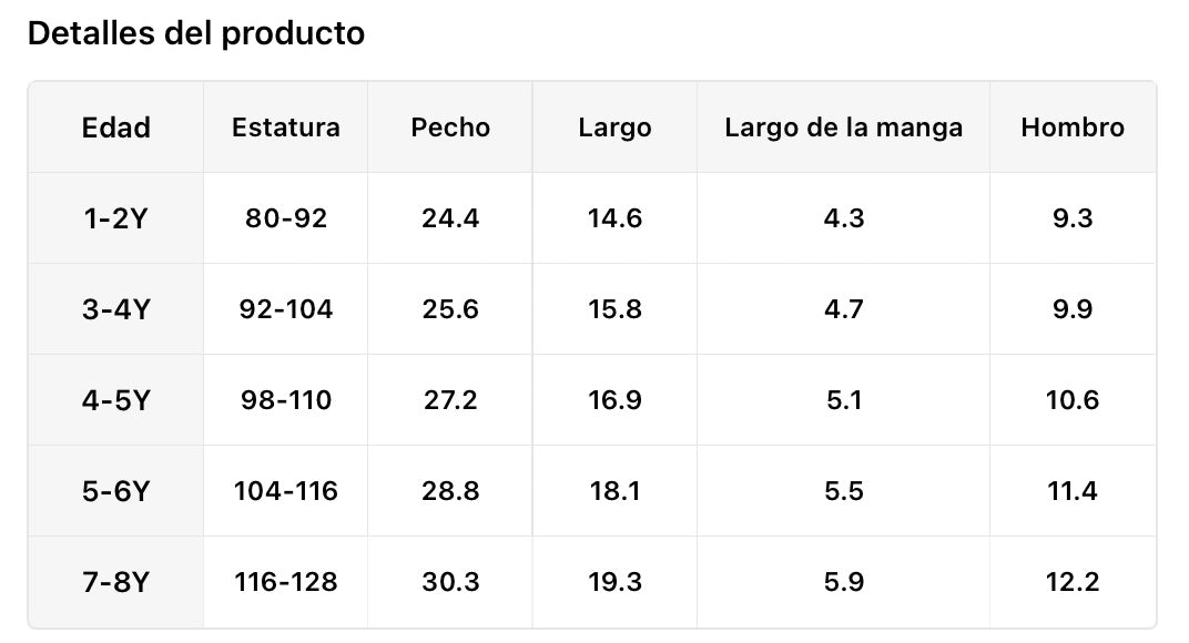 Tshirt para niños de 5-6 años